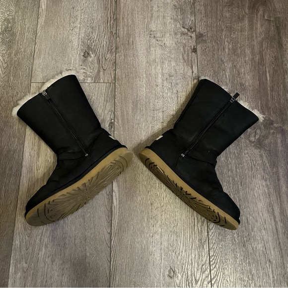 Women’s UGG Black Kensington Moto Leather Ugg Boots Size 5 - Picture 6 of 15